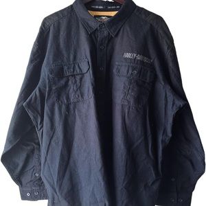 Y2K Vintage Harley Davison Black OVERSIZED Overshirt Shirt 3XL XXXL Goth Punk